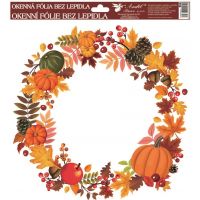 Anděl Okenní fólie Podzimní věnce listí s dýněmi 30 x 30 cm