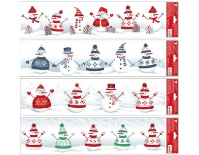 Okenní fólie pruh Sněhuláci 64 x 15 cm