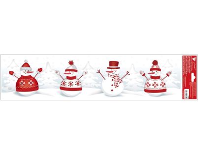 Okenní fólie pruh Sněhuláci 64 x 15 cm