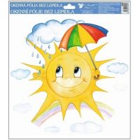 Okenní fólie ručně malovaná sluníčka 30x30 cm sluníčko s deštníkem