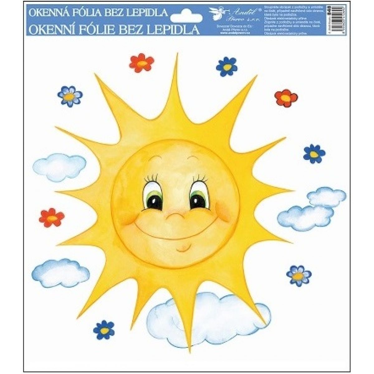 Okenní fólie ručně malovaná sluníčka 30x30 cm sluníčko s úsměvem
