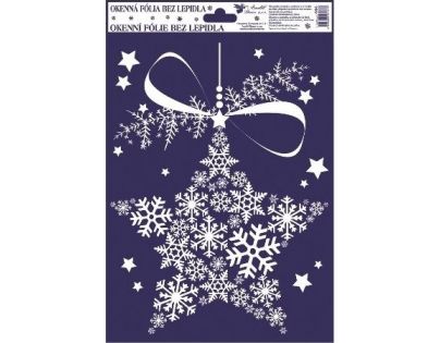 Anděl Okenní fólie s glitrem obrázky z vloček 27 x 20 cm Hvězda