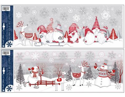 Okenní fólie s glitry Skřítci a sněhuláci 21 x 59,5 cm