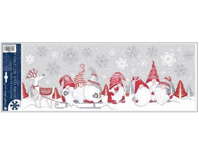 Okenní fólie s glitry Skřítci a sněhuláci 21 x 59,5 cm