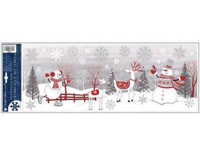 Okenní fólie s glitry Skřítci a sněhuláci 21 x 59,5 cm