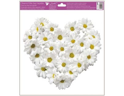 Anděl Okenní fólie Srdce z květů 30 x 33,5 cm bílé