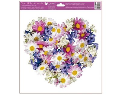 Anděl Okenní fólie Srdce z květů 30 x 33,5 cm barevné