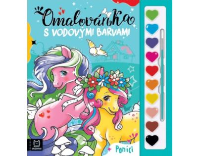 Omalovánka s vodovými barvami. Poníci
