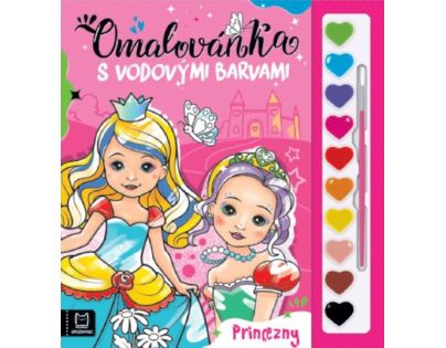 Omalovánka s vodovými barvami. Princezny