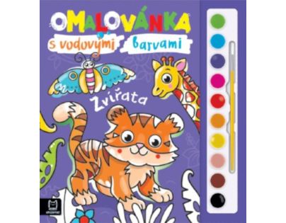 Omalovánka s vodovými barvami. Zvířata