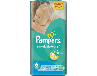 Pampers Active Baby 6 Extra Large 56ks - Poškozený obal