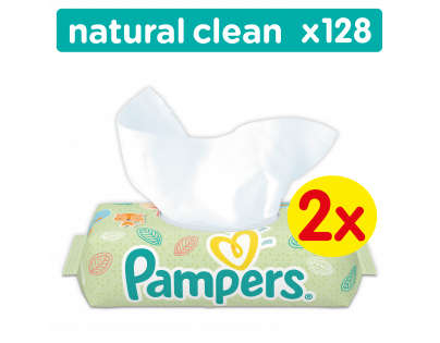Pampers ubrousky Natural Clean 2 x 64 ks