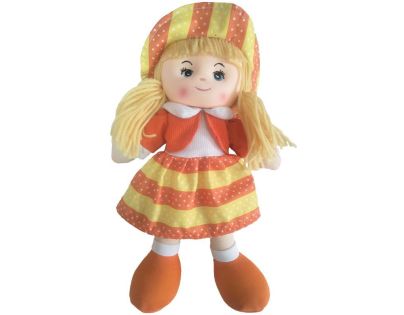 Panenka hadrová 60 cm oranžové šatičky