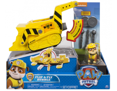 Paw Patrol Rchle měnící se vozidla Rubbles Flip a létající stroj