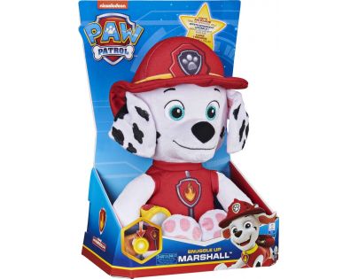 Spin Master Paw Patrol velké uspávací plyšové hračky Marshall s baterkou
