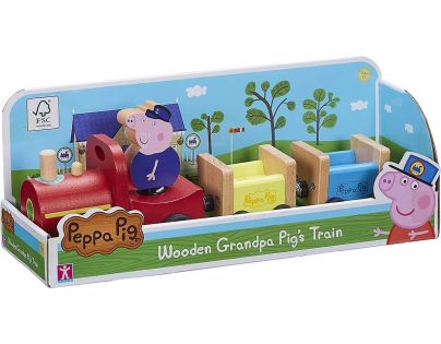 TM Toys Peppa Pig Dřevěný vláček a figurka dědečka