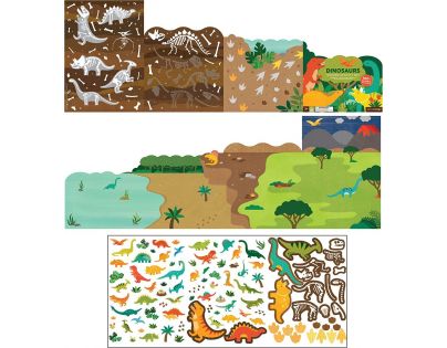 Petitcollage Znovu použitelné samolepky se scénou Dinosauři
