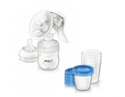 Philips Avent Odsávačka Natural manuální se zásobníkem 125 ml + VIA 180 ml 6 ks