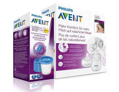 Philips Avent Odsávačka Natural manuální se zásobníkem 125 ml + VIA 180 ml 6 ks