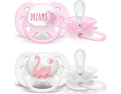 Philips Avent Šidítko Ultrasoft Text 0-6m dívka, 2 ks