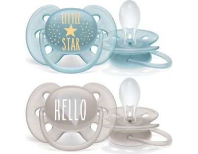 Philips Avent Šidítko Ultrasoft Text 6-18m chlapec, 2 ks