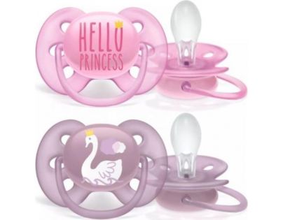 Philips Avent Šidítko Ultrasoft Text 6-18m dívka, 2 ks