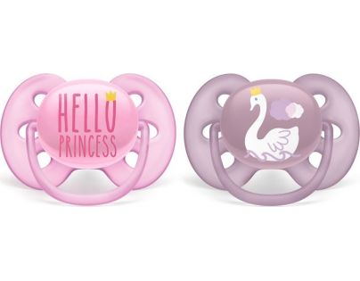 Philips Avent Šidítko Ultrasoft Text 6-18m dívka, 2 ks