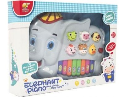 Piánko slon se zvířátky 28 cm šedé