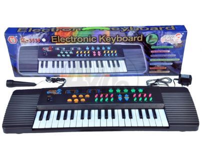 Teddies 61905-DP-1477 - Piánko 37 kláves, 8 zvuků, 8 rytmů 66,5x19,5x6cm na baterie 230V s adaptérem