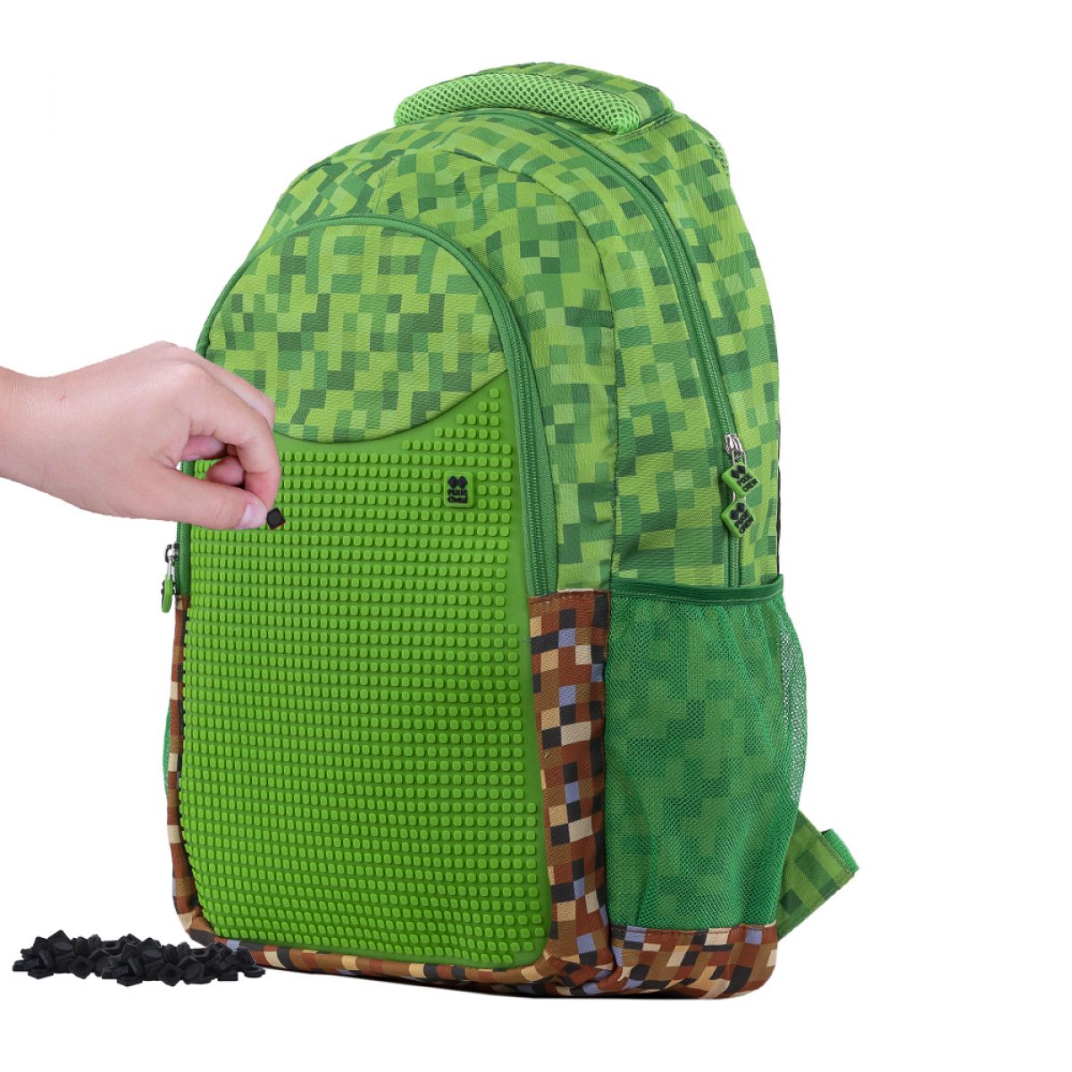 Pixie Crew Kreativní studentský batoh Minecraft zeleno-hnědý