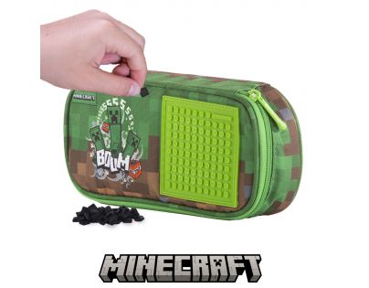 Pixie Crew Minecraft Studentský penál zelenohnědý s malým panelem