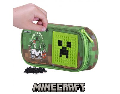 Pixie Crew Minecraft Studentský penál zelenohnědý s malým panelem