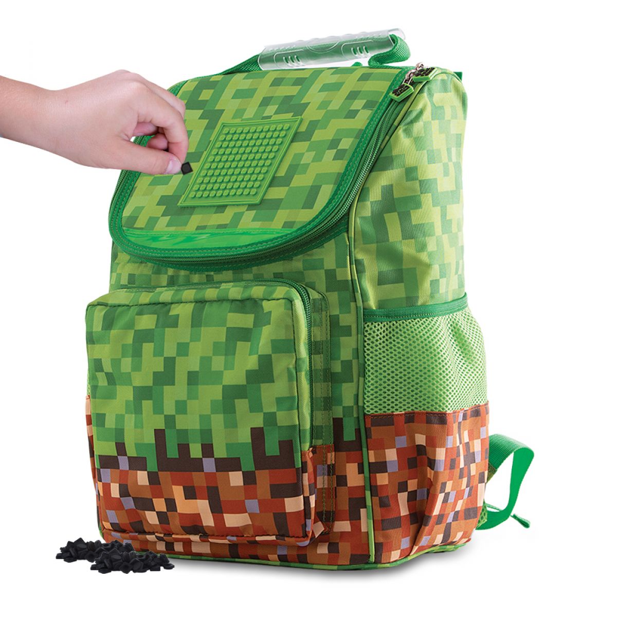 Pixie Crew školní aktovka Minecraft zeleno-hnědá s malým panelem