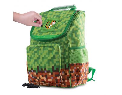 Pixie Crew Minecraft Školní aktovka zelenohnědá s malým panelem
