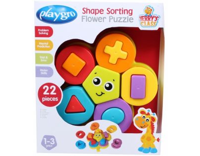 Playgro Skládací puzzle květina s tvary