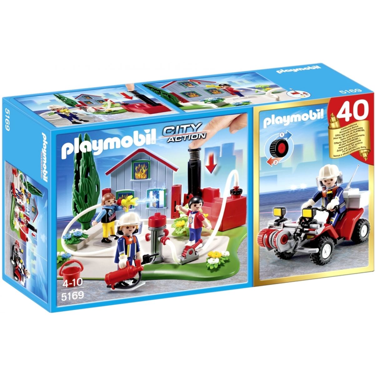 Playmobil 5169 - Výroční Compact Set Zásah hasičů a hasičská čtyřkolka