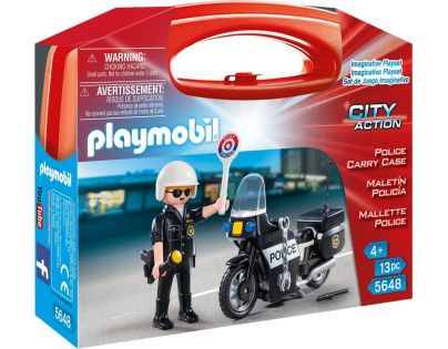 Playmobil 5648 Přenosný box Policista s motorkou