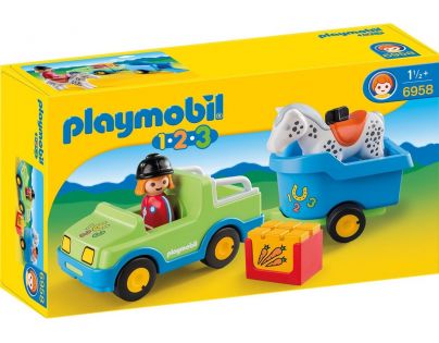 Playmobil 6958 Auto s koňským přívěsem