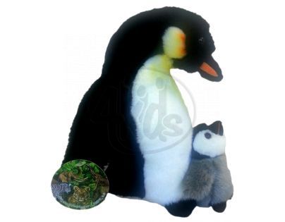 Plyšový tučňák s mládětem 27cm