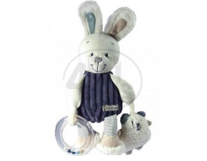 Plyšový zajíček jeans s chrastítkem 22 cm