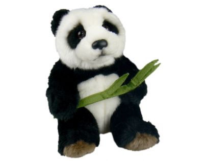 Plyšová panda s listem 16 cm
