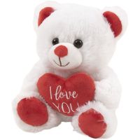 Plyšový medvěd bílý se srdíčkovou mašlí 60 cm
