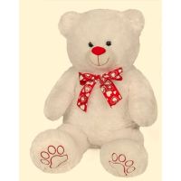 Plyšový medvěd bílý se srdíčkovou mašlí 60 cm