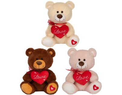 Plyšový medvěd s červeným srdíčkem 30 cm