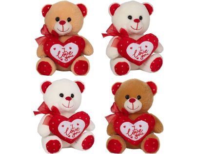 Plyšový Valentýský medvěd se srdíčkem I love you 15 cm bílý
