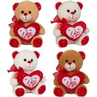 Plyšový Valentýský medvěd se srdíčkem I love you 15 cm béžový