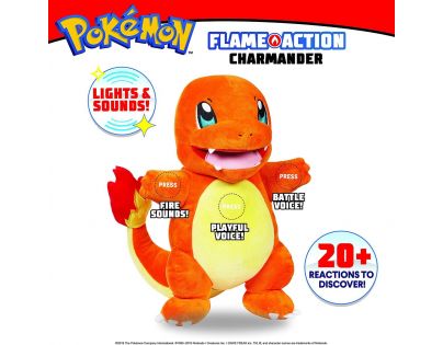 Jazwares Pokemon interaktivní Plyš Flame Action Charmander 30 cm