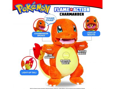 Jazwares Pokemon interaktivní Plyš Flame Action Charmander 30 cm