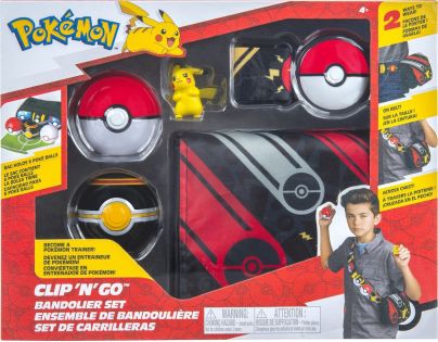 Jazwares Pokemon sada Clip and Go Bandolier W2 Pokéball, Luxury Ball i Pikachu