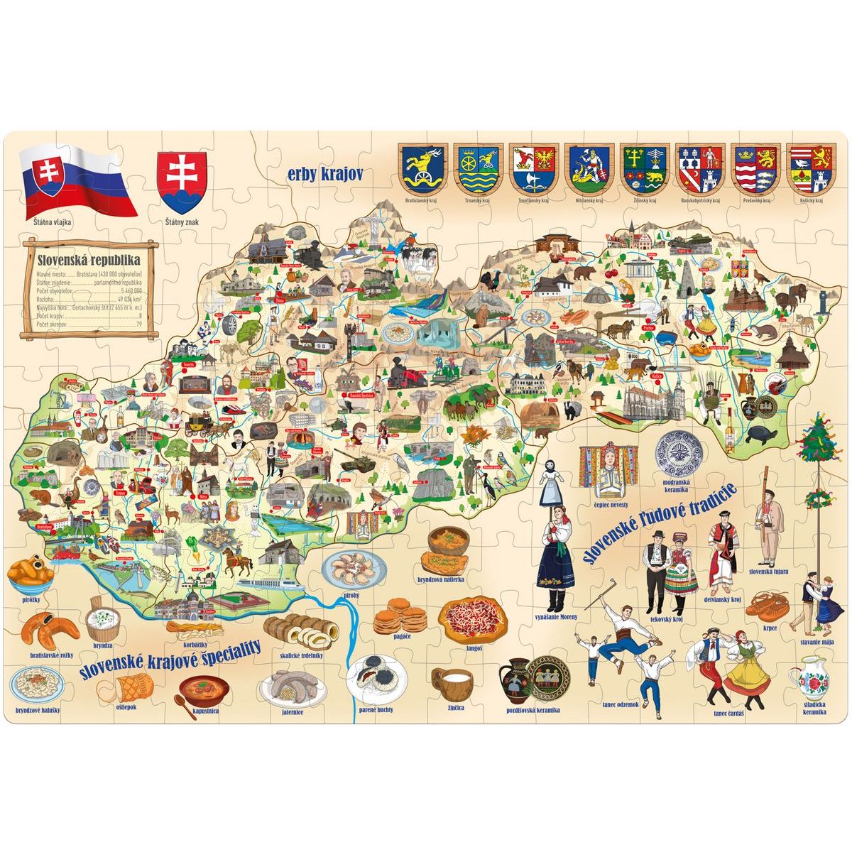 Popular Puzzle Mapa Slovenska, 160 ks